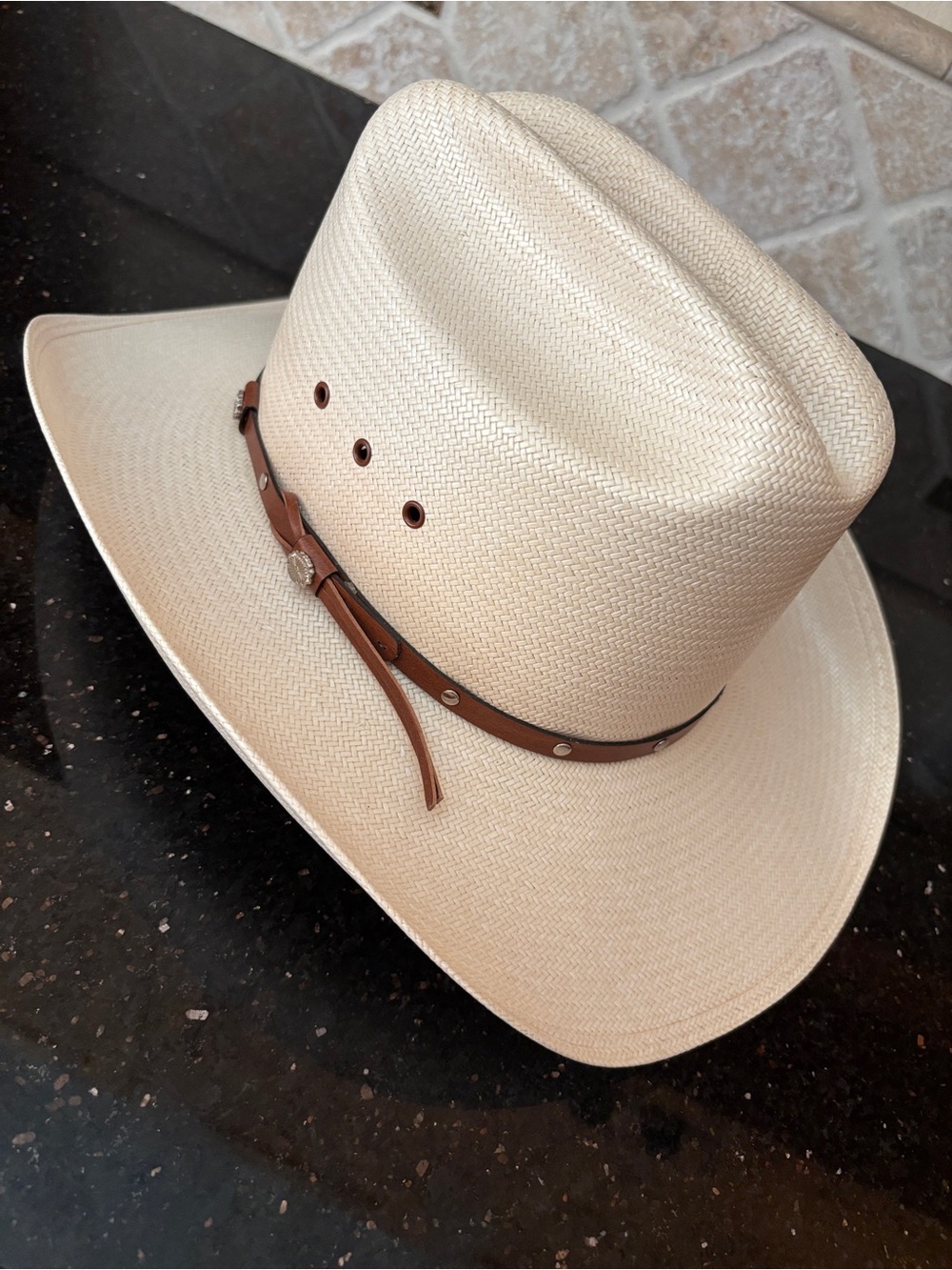 Rare Vintage Stetson Alamo or Grant 5X Shantung Straw Hat - excellent condition!